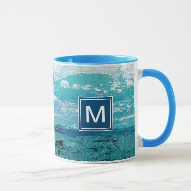 Monogram | Sapphire Blue Watercolor Mugg (Höger)