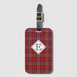 Monogram, Scottish Highland klan red plaid tartan: Bagagebricka