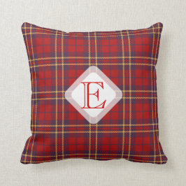 Monogram, Scottish Highland klan red plaid tartan: Kudde