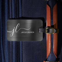 Monogram Script Black Grått Faux Metall Steel