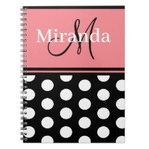 Monogram Script Black Rosa White Polka dots