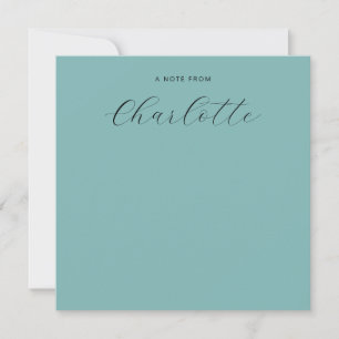 Monogram Script Calligraphy Dusty Blue Anteckningskort