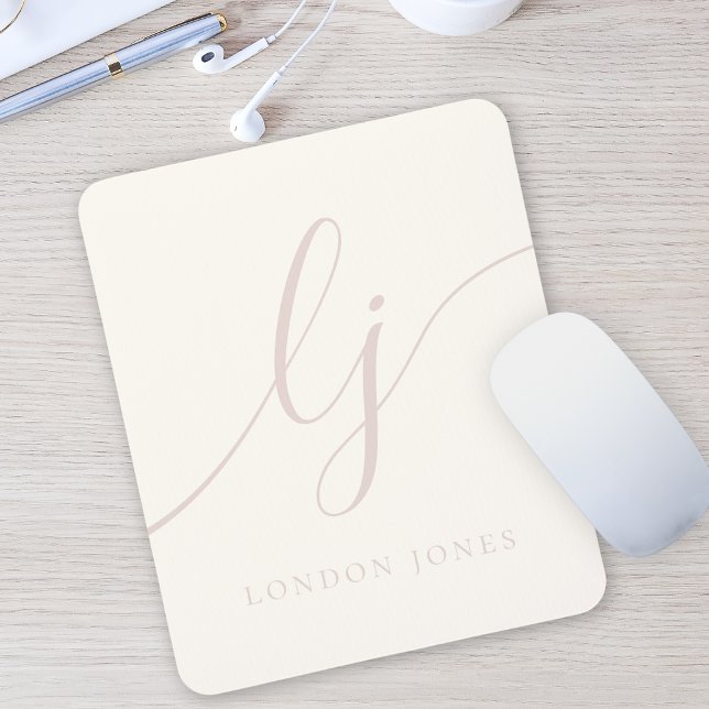 Monogram Script Calligraphy Elegant Ivory Rosa Musmatta (Skapare uppladdad)
