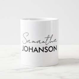 Monogram Script Namn | Modernt, minimalistiskt kvi Jumbo Mugg