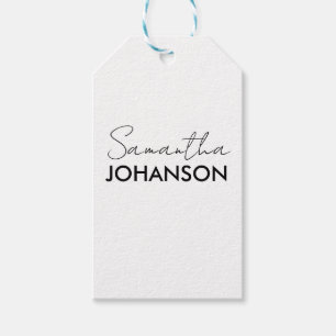 Monogram Script Namn Modernt, minimalistiskt kvi Presentetikett