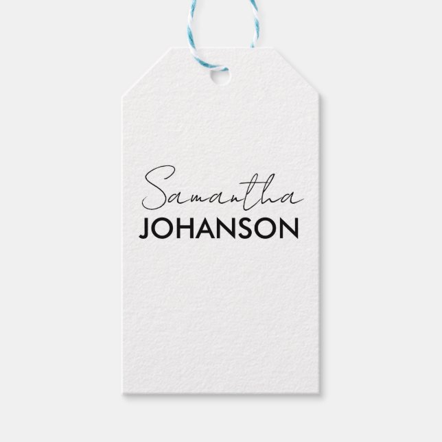 Monogram Script Namn | Modernt, minimalistiskt kvi Presentetikett (Framsidan)