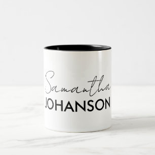 Monogram Script Namn   Modernt, minimalistiskt kvi Två-Tonad Mugg