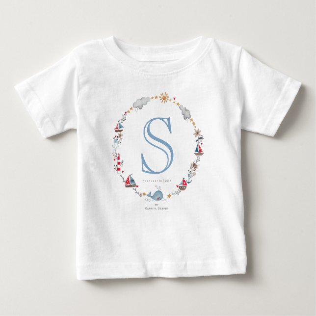 Monogram Sea Whale | Pojke | T-shirt (Framsida)