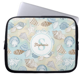 Monogram Seashells Mönster Kustal Laptop Fodral