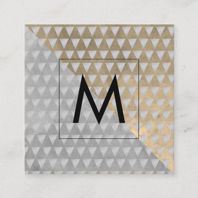 Monogram Sepia Grått Färg block | Geometric Tri Fyrkantigt Visitkort (Framsida)