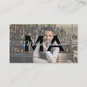 Monogram Serif Bartender Visitkort