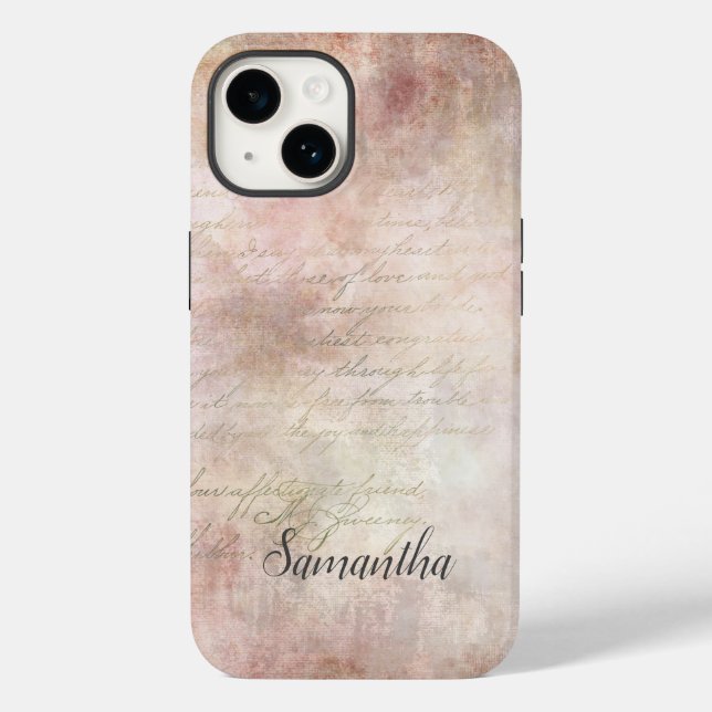 Monogram Shabby chic Rosa ros Vintage Fodral-Mate  (Baksida)