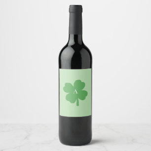 Monogram Shamrock Grön Irländsk Vinflaska Etikett