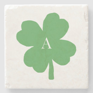 Monogram Shamrock Irish Grönt Painting Stenunderlägg