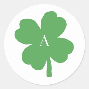 Monogram Shamrock Irish Grönt Painting Stickers Runt Klistermärke