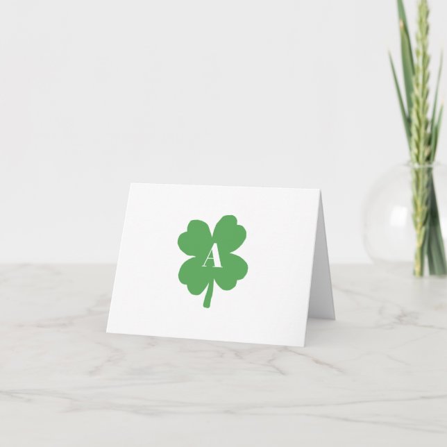 Monogram Shamrock Irish Watercolor Struktur Helgkort (Framsida)
