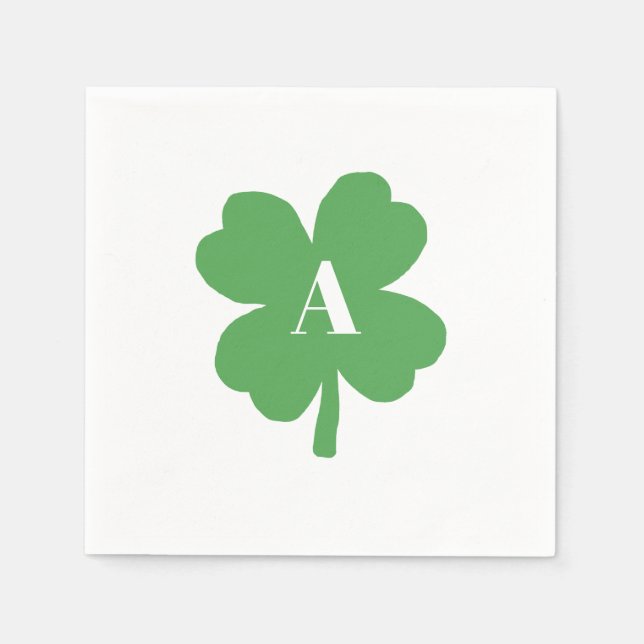Monogram Shamrock Irish Watercolor Struktur Pappersservett (Framsidan)