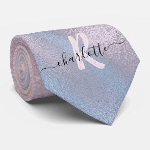 Monogram Shimmery Ro Guld och Baby blue ombudsmann Slips