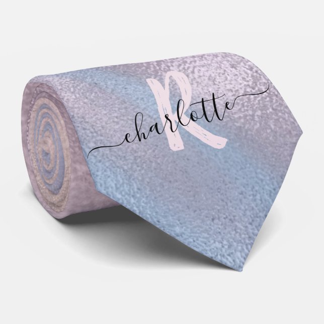 Monogram Shimmery Ro Guld och Baby blue ombudsmann Slips (Rullad)