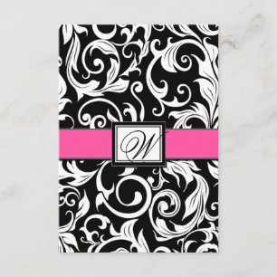 Monogram Shock rosa Black Damask Wedding OSA kort