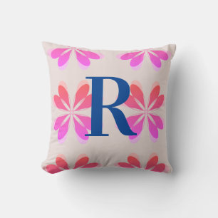 Monogram Shock rosa Bright Orange Retro Flower Kudde