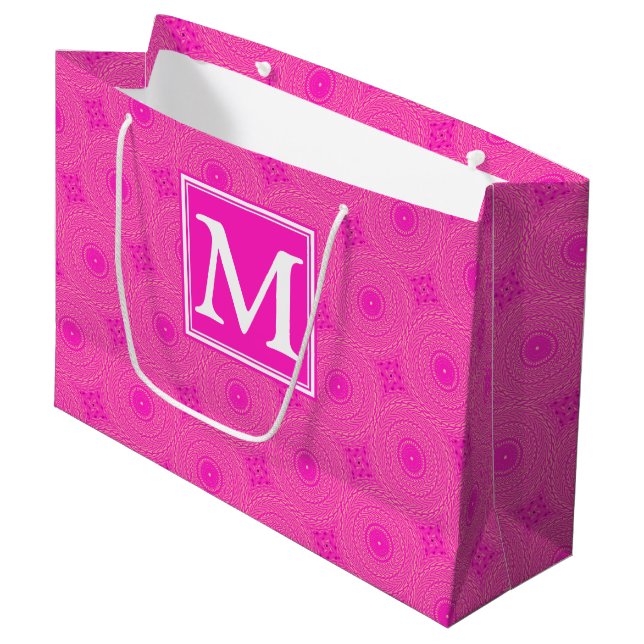 Monogram shock rosa circles mönster (Framsidan Vinklad)