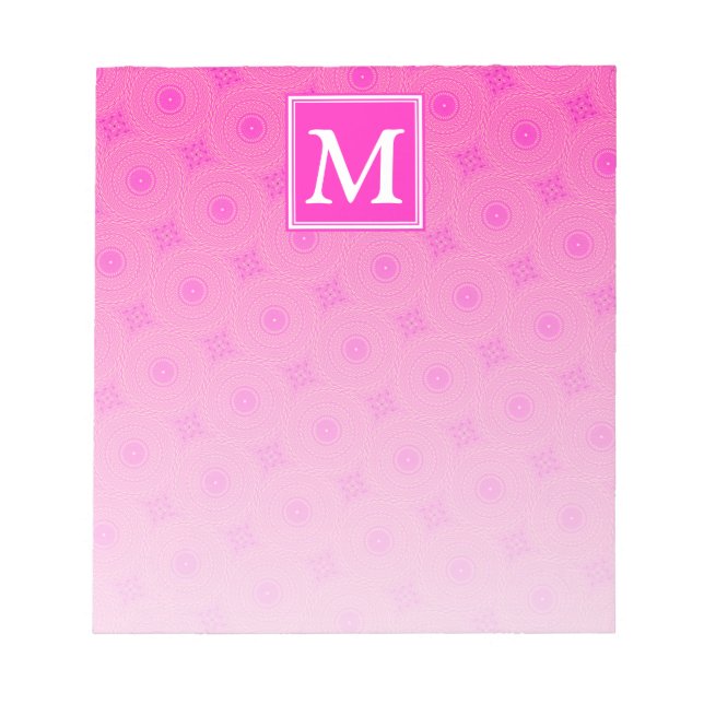 Monogram shock rosa circles mönster anteckningsblock (Framsida)