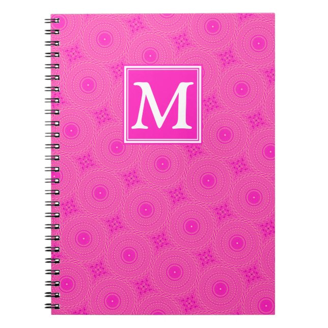 Monogram shock rosa circles mönster anteckningsbok (Framsidan)