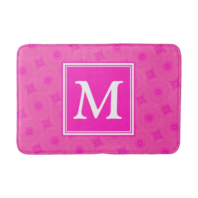 Monogram shock rosa circles mönster badrumsmatta (Framsidan)