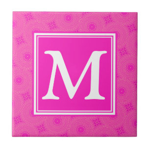 Monogram shock rosa circles mönster kakelplatta
