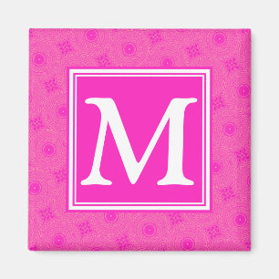 Monogram shock rosa circles mönster magnet