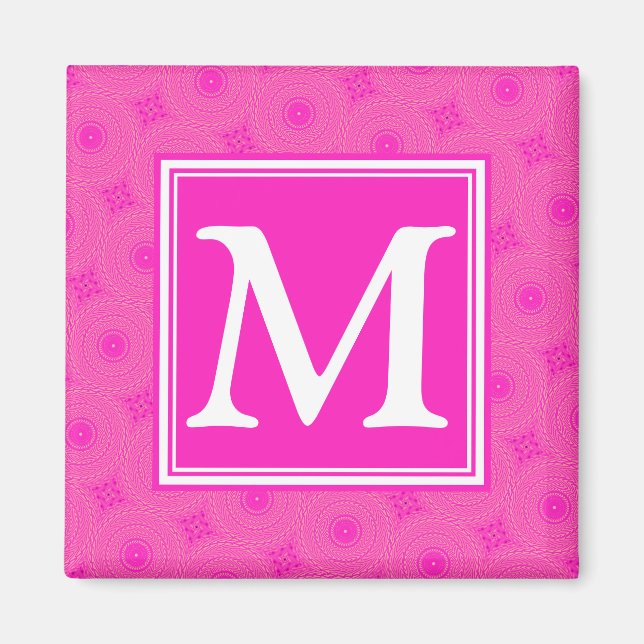 Monogram shock rosa circles mönster magnet (Framsidan)