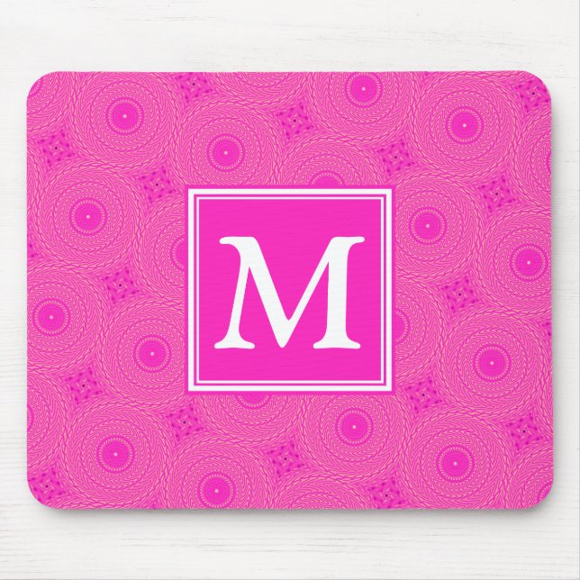 Monogram shock rosa circles mönster musmatta (Framsidan)