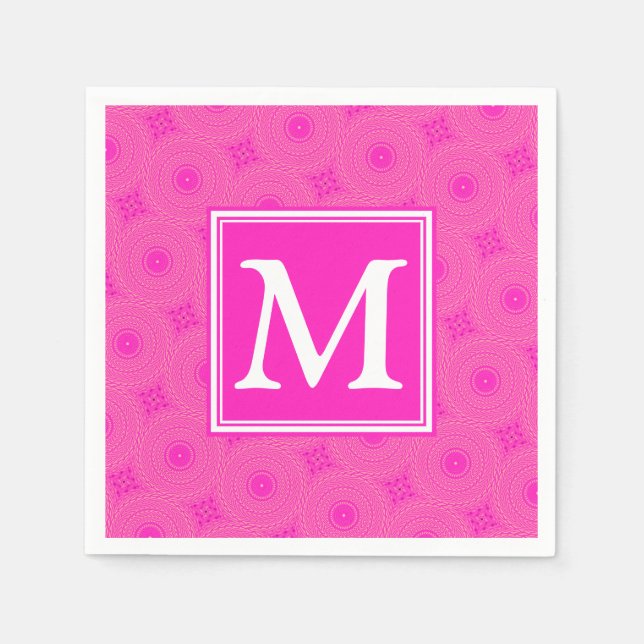 Monogram shock rosa circles mönster pappersservett (Framsidan)
