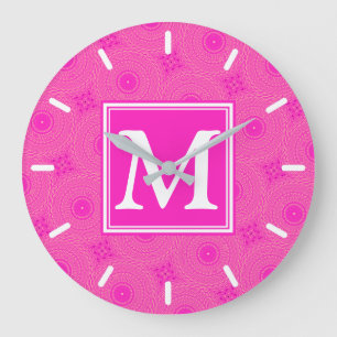 Monogram shock rosa circles mönster stor klocka
