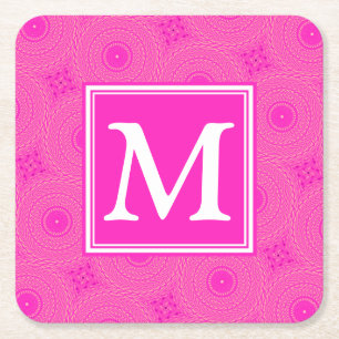 Monogram shock rosa circles mönster underlägg papper kvadrat