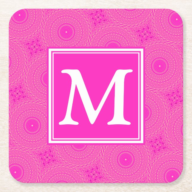 Monogram shock rosa circles mönster underlägg papper kvadrat (Framsidan)