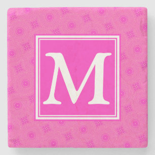 Monogram shock rosa circles mönster underlägg sten