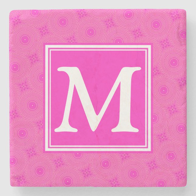 Monogram shock rosa circles mönster underlägg sten (Framsidan)