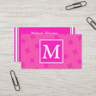 Monogram shock rosa circles mönster visitkort
