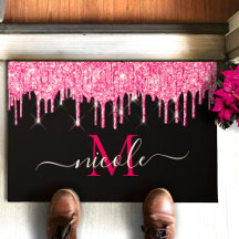 Monogram Shock rosa-drivning, svart Glitter-dörrma
