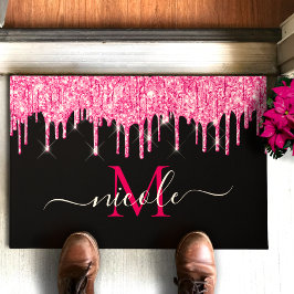 Monogram Shock rosa-drivning, svart Glitter-dörrma