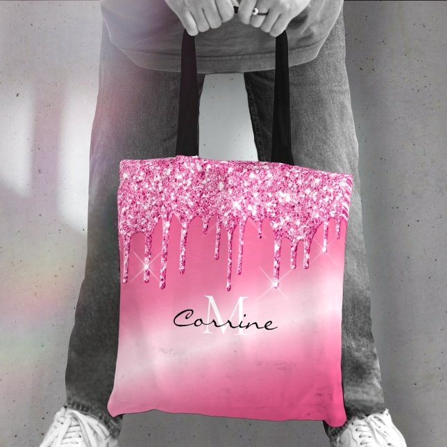 Monogram Shock rosa-droppning Glitter Metallic Nam Tygkasse (Skapare uppladdad)