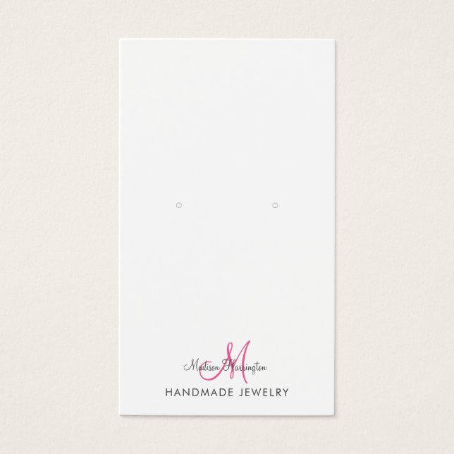 Monogram Shock rosa Earring Jewelry Visning Card Visitkort (Framsidan)