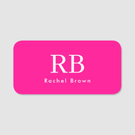 Monogram Shock rosa Elegant, kvinnlig minimalist Namnbricka