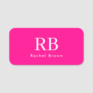 Monogram Shock rosa Elegant, kvinnlig minimalist Namnbricka