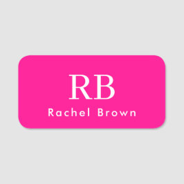 Monogram Shock rosa Elegant, kvinnlig minimalist Namnbricka