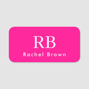 Monogram Shock rosa Elegant, kvinnlig minimalist Namnbricka