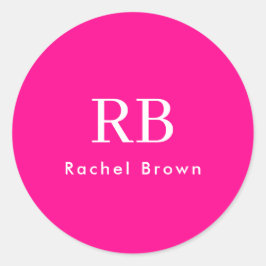 Monogram Shock rosa Elegant, kvinnlig minimalist Runt Klistermärke