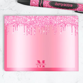 Monogram-Shock rosa-Glitter-metall Post-it Block